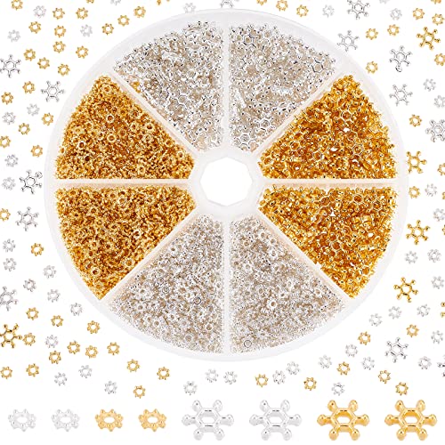 PandaHall 2400 Stück Blume Zwischenperlen Schneeflocke Zwischenperlen Silber Goldene Zwischenperlen Tibetische Gänseblümchenblüten Perlen Für Schmuck Armband Halskette Ohrring Herstellung PandaHall 2400 Stück Blume Zwischenperlen Schneeflocke Zwischenperlen Silber Goldene Zwischenperlen Tibetische Gänseblümchenblüten Perlen Für Schmuck Armband Halskette Ohrring Herstellung von PH PandaHall