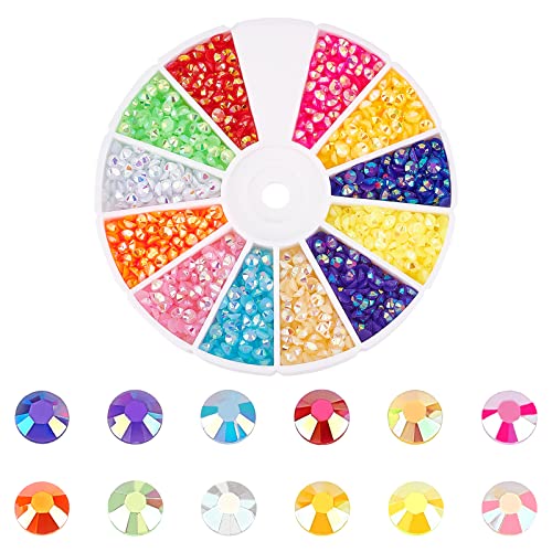 PandaHall 2400 Stück Flatback Kristall Strasssteine 12 Farbe Bulk Jelly Strasssteine Bling Nagelkristalle ab Farbe Regenbogen Edelsteine Für Becher Kleidung Schuhe Make Up Nail Arts DIY Crafts von PH PandaHall