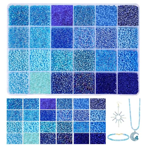PH PandaHall 24000 Stück Glas Perlen für Armbänder, 2mm 12/0 Mini-Blaue Bastelperlen 24 Farben Kleine Ozean Meer Perlen Mini-Abstandsperlen für Taillenperlen Freundschaftsarmbänder Sommer Strand Weben PH PandaHall 24000 Stück Glas Perlen für Armbänder, 2mm 12/0 Mini-Blaue Bastelperlen 24 Farben Kleine Ozean Meer Perlen Mini-Abstandsperlen für Taillenperlen Freundschaftsarmbänder Sommer Strand Weben von PH PandaHall