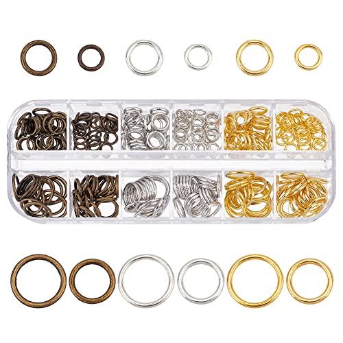 PandaHall 285 Stück Biegeringe Aus Legierung, 4 Größe Geschlossene Biegeringe Verbinder Verbindungsringe 6/8/10/12mm Runder Ring Kleine Schmuckringe Für Schmuck Armbänder Halsketten Basteln, 3 Farben von PH PandaHall