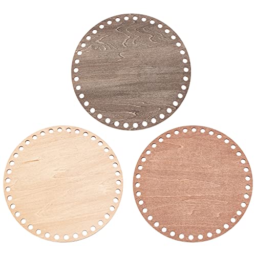 PandaHall 3 Farben Korbböden Aus Holz Zum Stricken 7.8" runde Gehäkelte Korbbasis Große Natürliche Blanke Holzbodenformer Für DIY-Korbflechten Heimdekoration 8 mm Loch von PH PandaHall