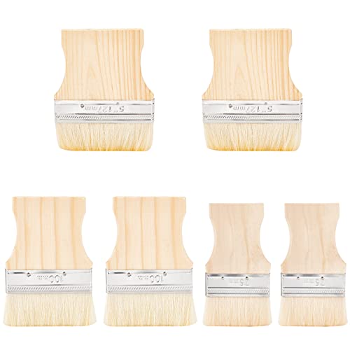 PH PandaHall 3 Größe Breit Flachpinsel, 6 stücke Holzgriff Weiche Pinsel Flache Künstler Malpinsel Aquarell Pinsel Künstlerpinsel Pinsel Zum Malen, Aquarell, Keramik, Keramikmalerei, Staubreinigung von PH PandaHall