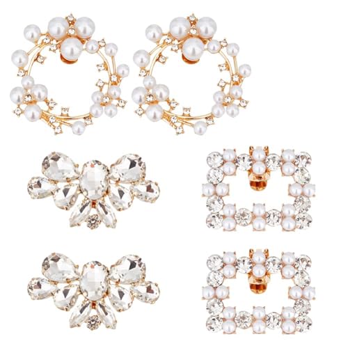 PandaHall 3 Paar Schuhclips, 3 Stile Strass Kristall Metall Schuhclips Kranz & Blumenform Schuhschnallen Funkelnde Schuhe Schmuck Charms Für Hochzeit Braut Party Schuhdekoration von PH PandaHall