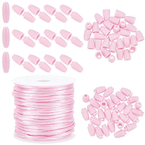 PandaHall 30 Satz 24 mm Rosa Kunststoff Sicherheitsverschluss Schnallenverbinder Mit 10 m 2 mm Nylon Schnurschnüren Geflochten Seil Für Lanyard Armbänder Halsketten DIY Schmuck Handwerksherstellung von PH PandaHall