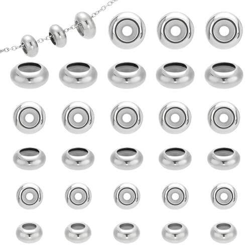 PandaHall 30St. 304 Edelstahl-Gleitperlen, 7mm 8mm 10mm Slider Clasps Stopper Perlen Mit Gummi Innen Für DIY Europäische Armbänder Halsketten Schmuckherstellung PandaHall 30St. 304 Edelstahl-Gleitperlen, 7mm 8mm 10mm Slider Clasps Stopper Perlen Mit Gummi Innen Für DIY Europäische Armbänder Halsketten Schmuckherstellung von PandaHall