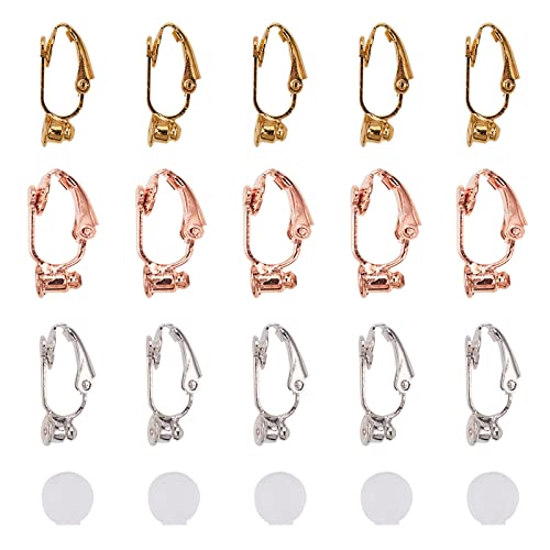 PandaHall 30pcs 3 Farben Messing Clip-on-Ohrring-Konverter mit 30pcs Silikon-Ohrring-Pads Ohrring-Komponenten Nicht durchbohrte Ohrreifen für Ohrring-Schmuck, der Entdeckungen macht PandaHall 30pcs 3 Farben Messing Clip-on-Ohrring-Konverter mit 30pcs Silikon-Ohrring-Pads Ohrring-Komponenten Nicht durchbohrte Ohrreifen für Ohrring-Schmuck, der Entdeckungen macht von PH PandaHall