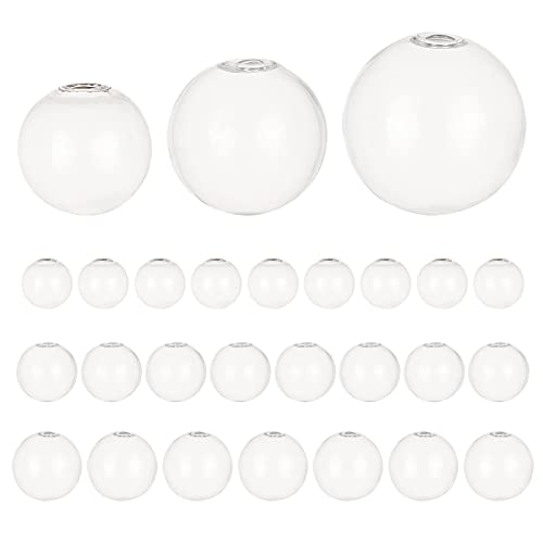 PandaHall 32 Stück 20/25/30 mm Mini-Glaskugel Flasche Globus Hohlkugel Wunschglaskugel Flasche Kristallglaskuppel Abdeckung Geblasene Glasperlen Für DIY Schmuck Anhänger Ohrring Basteln von PH PandaHall