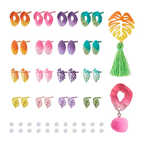 PandaHall 32 Stück Sprühlackierte Eisen-Ohrstecker, bunte Blätter, Tropfenform, flache runde Ohrstecker, Ohrringe mit Ohrmuttern für Schmuckherstellung PandaHall 32 Stück Sprühlackierte Eisen-Ohrstecker, bunte Blätter, Tropfenform, flache runde Ohrstecker, Ohrringe mit Ohrmuttern für Schmuckherstellung von PandaHall