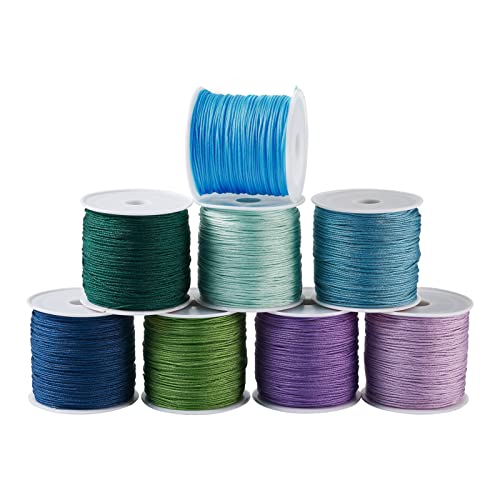 PandaHall geflochtene Nylonschnur, 0,8 mm, chinesische Knotenschnur, Makramee-Faden für Armbänder, Halsketten, Jalousien, Schmuckherstellung, 8 Farben, 400 m von PH PandaHall