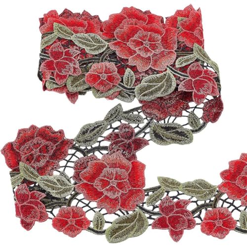 PandaHall 3m Blumen-Spitzenband, 10.5 cm Rose Jacquard Band Stickerei Polyester Spitzenbänder Dekorative Nähborte Für Hochzeitskleid Polsterung Vorhang Kleidung von PH PandaHall