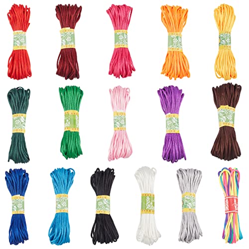 PandaHall 3mm Satin Nylon Zierkordel 16 Farben Rattail Seidenschnur 160 Yards Seiden Perlenschnur Weihnachtsbaum Für Freundschaftsarmband Halskette Chinesischer Knoten Makramee Zierborte Traumfänger PandaHall 3mm Satin Nylon Zierkordel 16 Farben Rattail Seidenschnur 160 Yards Seiden Perlenschnur Weihnachtsbaum Für Freundschaftsarmband Halskette Chinesischer Knoten Makramee Zierborte Traumfänger von PH PandaHall