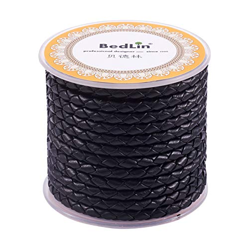 PandaHall Lederband, geflochten, rund, 4 mm x 5 m, Schwarz PandaHall Lederband, geflochten, rund, 4 mm x 5 m, Schwarz von PH PandaHall