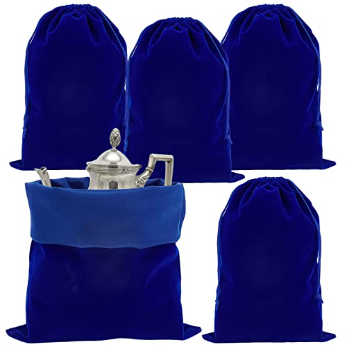 PandaHall 5 Stück Blaue Samtbeutel Mit Kordelzug Anlauffreie Aufbewahrungsbeutel Große Schmuckbeutel Silber Aufbewahrungsbeutel Für Schmuck Besteck Besteck Süßigkeiten Hochzeitsbevorzugung von PH PandaHall