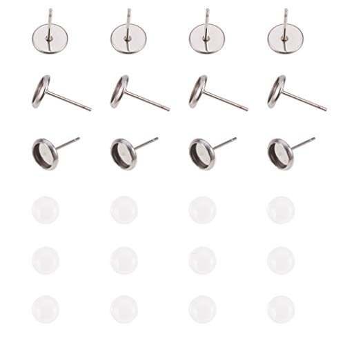 PandaHall 50 Sets 304 Edelstahl Flache RoundStud-Ohrringkomponenten und Klarglas-Cabochons für die DIY-Ohrringherstellung PandaHall 50 Sets 304 Edelstahl Flache RoundStud-Ohrringkomponenten und Klarglas-Cabochons für die DIY-Ohrringherstellung von PH PandaHall