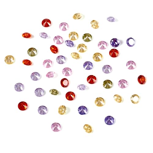 PandaHall 50 Stück 2,5 mm facettierte kubische Zirkoniasteine in Diamantform, Klasse A, Strass-Cabochons, Kristall-Diamantperlen für Nagelkunst, Handwerk, Schmuckherstellung, zufällige Farbe von PandaHall