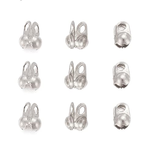 PandaHall 50 Stück 304 Edelstahl-Perlenspitzen, Knotenabdeckung, 4 x 2 mm, Metall, offene Klappperlen, Mini-Kalotte-Endkappen für DIY-Schmuckherstellung, Edelstahlfarbe PandaHall 50 Stück 304 Edelstahl-Perlenspitzen, Knotenabdeckung, 4 x 2 mm, Metall, offene Klappperlen, Mini-Kalotte-Endkappen für DIY-Schmuckherstellung, Edelstahlfarbe von PandaHall