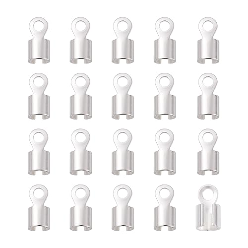 PandaHall 50 Stück Messing Faltbare Crimp-Enden Silber Farbe Versilbert Lederband Endverschluss Terminatoren Crimp-Endspitzen für Armband, Halsketten, Schmuckherstellung PandaHall 50 Stück Messing Faltbare Crimp-Enden Silber Farbe Versilbert Lederband Endverschluss Terminatoren Crimp-Endspitzen für Armband, Halsketten, Schmuckherstellung von PH PandaHall