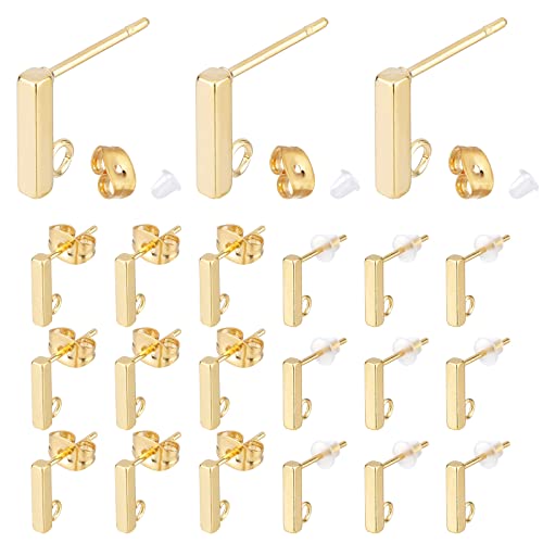 PandaHall 50 Stück Ohrstecker Mit Schleife 304 Edelstahl-Ohrringstift Mit Goldenen Schmetterlings-Ohrmuttern Transparente Ohrring-Verschlüsse Für DIY-Frauen Die Ohrring-Entdeckungen Herstellen von PH PandaHall