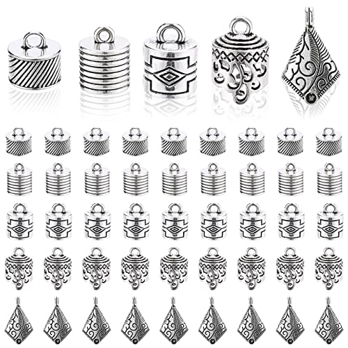 PandaHall 50 StückTibetanische Endkappen Schmuck, 5 Styles Große Eingeklebte Cord Terminatoren Barrel End Tip Silberne Schnurkappen mit Schleifenring für Schmuck Quaste,9~15mm Innendurchmesser PandaHall 50 StückTibetanische Endkappen Schmuck, 5 Styles Große Eingeklebte Cord Terminatoren Barrel End Tip Silberne Schnurkappen mit Schleifenring für Schmuck Quaste,9~15mm Innendurchmesser von PH PandaHall