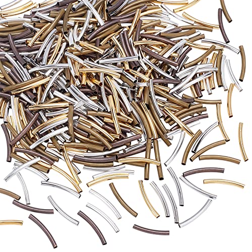 PandaHall 500pcs Noodle Tube Spacer Beads, 5 Farben 25mm Lange Gebogene Rohrnudeln Perlen Messingrohr Abstandshalter Für DIY Armband Fußkettchen Halskette Schmuckherstellung von PH PandaHall
