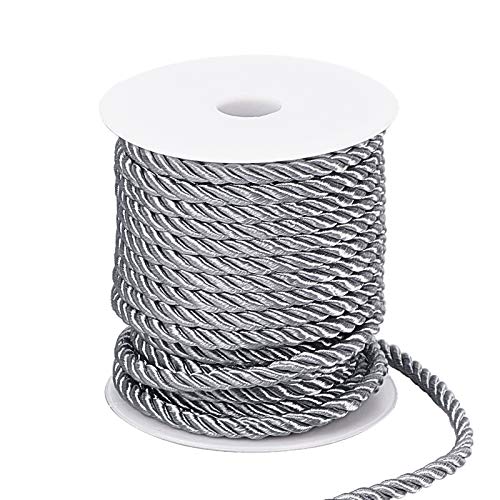 PandaHall 59 Fuß 5mm Twisted Schnurseil, 3-Lagiges Dekoratives Seil Polyester-Schnurseilschnur Für Wohnkultur, Basteln Und Kostümieren (Dunkelgrau) von PH PandaHall