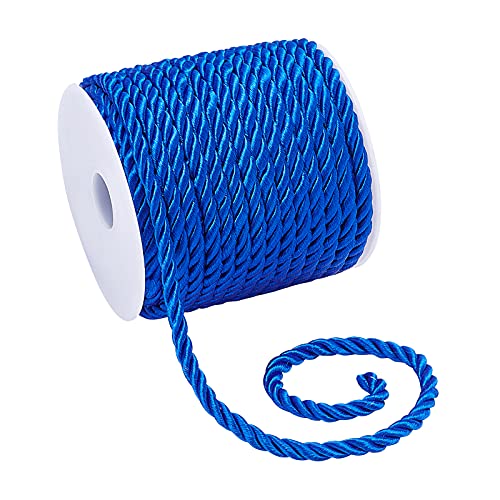 PandaHall 5mm Dekoratives Twisted-Seil Blaues Polyestergarn Schnur Seil Schnurgarn Glänzendes Schnur Chokergarn Für Wohnkultur, Polster, Vorhang Raffhalter, Ehrenschnur, 18 mm/19 Yards von PH PandaHall