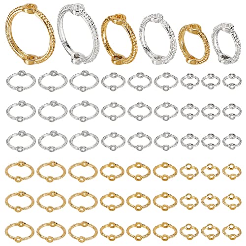 PandaHall 60 Kreisperlenrahmen Metallperlenverbinder Abstandsperlen Gold Silber Doppelloch Perlenrahmen Charms Für Schmuck Armband Halskette Ohrring Herstellung Passend Für 6mm 8mm 10mm Perlen von PH PandaHall