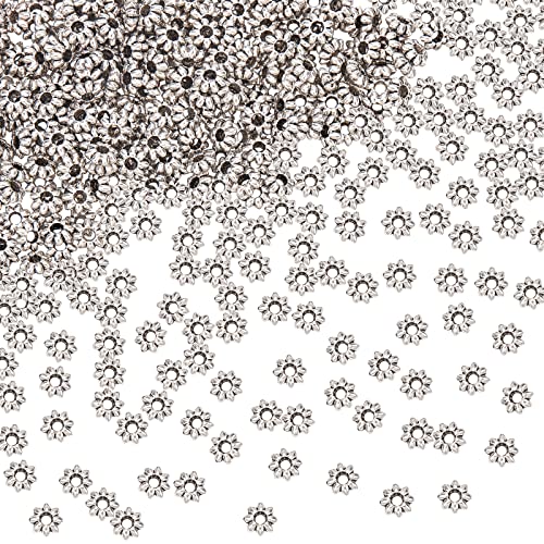 PandaHall 600 Stück Blume Zwischenperlen, Blumen Lose Perlen Gänseblümchen Metall Abstandshalter 5.5x2 mm Großes Loch Metallperlen Antik Silber Blütenblatt Perlen Für Ohrring Armband Halskette PandaHall 600 Stück Blume Zwischenperlen, Blumen Lose Perlen Gänseblümchen Metall Abstandshalter 5.5x2 mm Großes Loch Metallperlen Antik Silber Blütenblatt Perlen Für Ohrring Armband Halskette von PH PandaHall