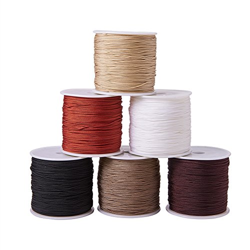 PandaHall 600 Yards 0.8mm Nylon Beading String Cord 6 Farben Chinesische Knotenschnur Nylon Kumihimo Makrame Faden Geflochtene Lift Shade Cord für Freundschaft Armbänder von PH PandaHall