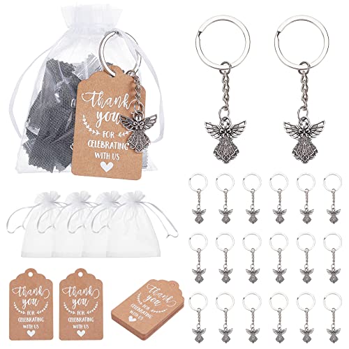PH PandaHall 60pcs Engel Schlüsselanhänger Gefälligkeiten Set, Schutzengel Anhänger Schlüsselanhänger Mit Weißen Organzabeuteln Danke Tags, Gastrückkehrgeschenke Für Die Babyparty Brautparty PH PandaHall 60pcs Engel Schlüsselanhänger Gefälligkeiten Set, Schutzengel Anhänger Schlüsselanhänger Mit Weißen Organzabeuteln Danke Tags, Gastrückkehrgeschenke Für Die Babyparty Brautparty von PH PandaHall