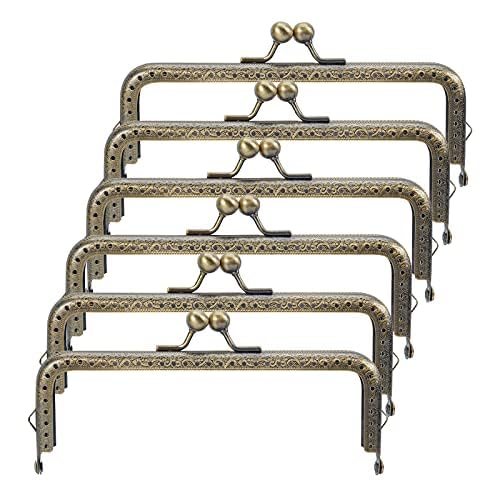 PandaHall 6pcs Metall Geldbörsenrahmen 6 Zoll Antik Bronze Kussverschluss Schloss Tasche Clutch Frame Griff Für Geldbörse, Griffbeutel-Nähhandwerk, Handy-Geldbörsen von PH PandaHall