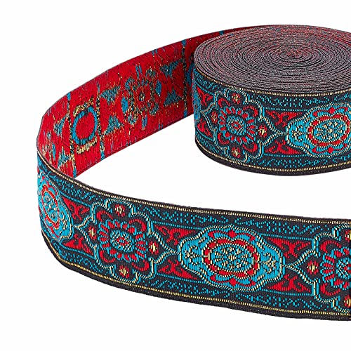 PH PandaHall 7 m Jacquardband zum nähen, 33mm Vintage Nähen Besticktes Gewebtes Band Blumenstoffbesatz Fransen Nähdekor-Besatz Für DIY Bekleidungszubehör Verzierung Dekorationen von PH PandaHall