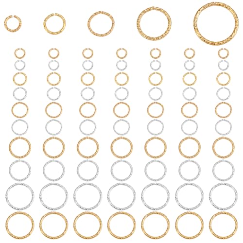 PandaHall 760 Stk. 5 Größen 8 10 12 15 20mm Offene Biegeringe, Eisen O Ringe Verbinder Schmuck Fundstücke Für Ohrring Armband Halskette Anhänger Schmuck DIY Craft Making, Gold Und Silber von PH PandaHall