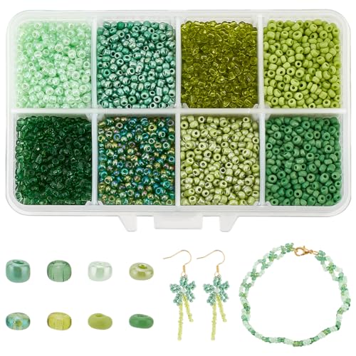 PandaHall 8 Farbe 12/0 Grün Runde Glasperlen 2mm lose Abstandsperlen Pony Perlen mit Loch für DIY Craft Armband Halskette Schmuckherstellung von PH PandaHall