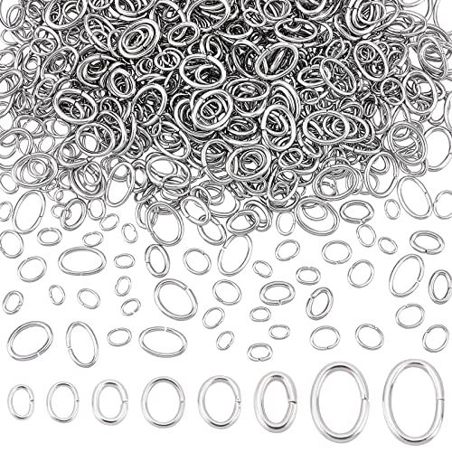 PandaHall 800 Stück 8 Stile Ovale Biegeringe 304 offene Biegeringe Aus Edelstahl Schmuckverbinder Für DIY-Ohrring Armband Halskette Schmuck Basteln Länge 4 mm ~ 8 mm von PH PandaHall