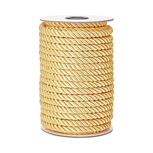 PandaHall 20m 8mm Cord Trim Gold Dekoratives Seil Atlaskordel Atlasschnur Kordelschnur Für Vorhang Raffhalter, Polster, Ehrenschnur, Weihnachtsgirlande, Handtaschen Griffe von PH PandaHall