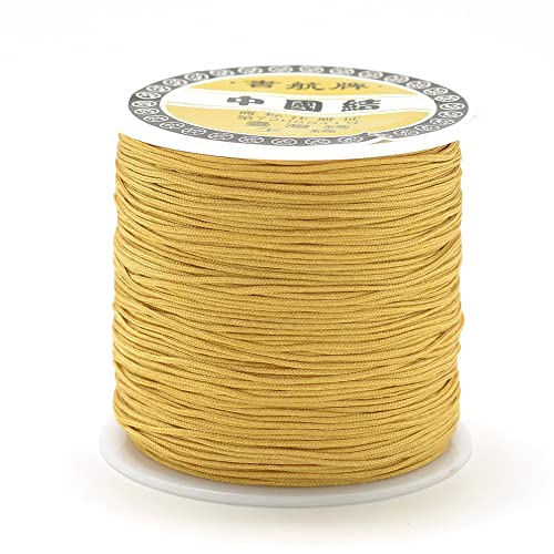 PandaHall 98 Yards 0,8 mm geflochtene Nylonschnur, chinesische Knotenschnur, Kunstseide, Perlenfaden für Shamballa-Makramee-Armbandherstellung (Gold) von PH PandaHall