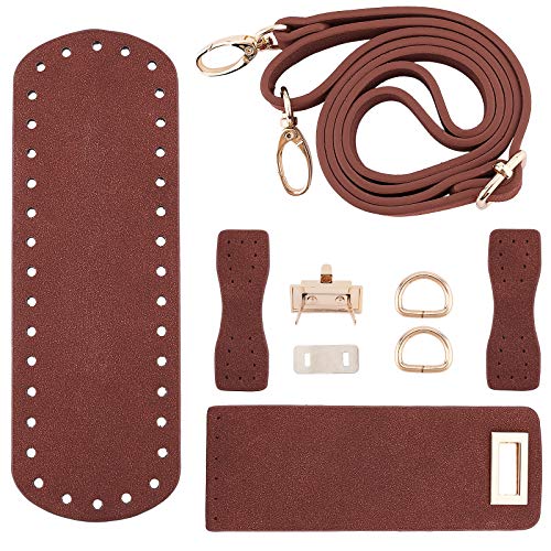 PandaHall DIY PU Ledertasche Strickset, Ledertasche Unten/Schultergurt/Tasche Twist Lock/Klappenabdeckung/Taschenschnallen, CoconutBrown (7 Arten von Zubehör) von PH PandaHall