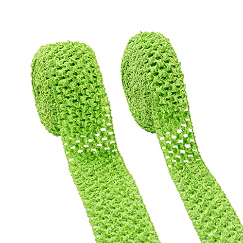 PandaHall Elastisches Häkel-Stirnband, 40 mm x 55 mm, grasgrün, Häkelband, Polyester, elastisches Band für Haar-Accessoires, Tutus-Kleid, Schlauch-Top, Bund von PandaHall
