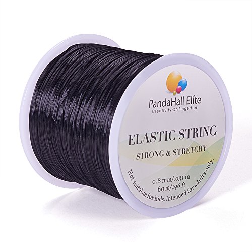 PandaHall Elite 1 Rolle Elastisch Stretch Beading Thread Handwerk Schmuck Armband Herstellung Schnur mit Faser 0.8mm 60m/Rolle Schwarz von PH PandaHall