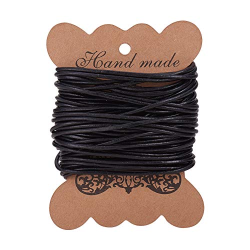 PandaHall Elite 10m (11 Yard) Schwarz 2mm Rindsleder Runde Lederschnüre Lederschnur Für Armband Halskette Perlen Schmuckherstellung von PH PandaHall