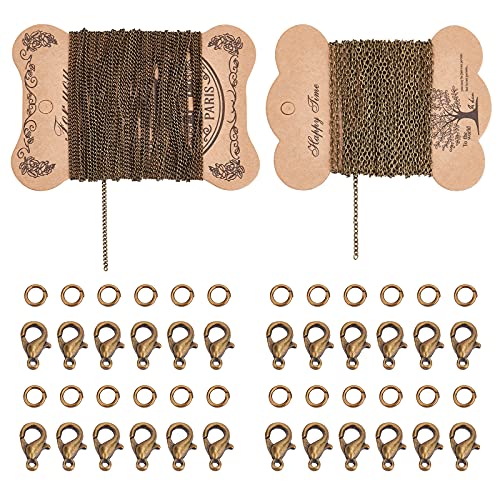PandaHall Elite 2 Blätter 5m / Blatt Eisen Twisted Ketten Panzerketten Halsketten mit 100 Stück 4mm Biegeringe und 20 Stück Messing Karabinerverschlüsse für DIY Schmuckherstellung, antike Bronze PandaHall Elite 2 Blätter 5m / Blatt Eisen Twisted Ketten Panzerketten Halsketten mit 100 Stück 4mm Biegeringe und 20 Stück Messing Karabinerverschlüsse für DIY Schmuckherstellung, antike Bronze von PH PandaHall