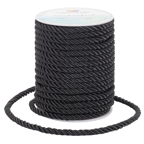 PandaHall Elite 21 Yards (20 m) Twisted Schnur Seil Nylon Twisted Schnur Trim Faden String, schwarz von PH PandaHall