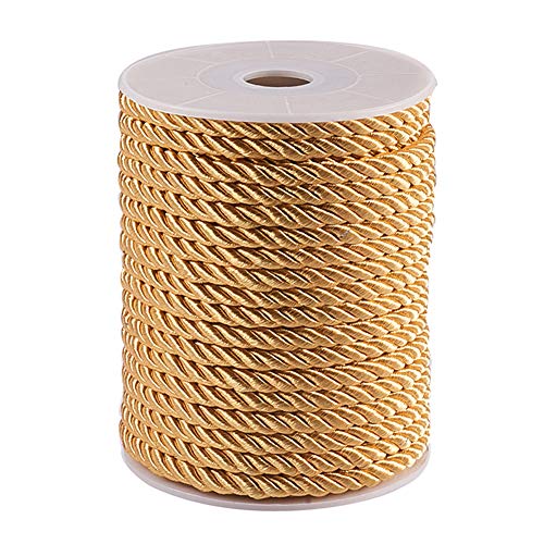 PandaHall 19 Yards Twisted Cord Seil, Golden Craft Nylon Seil 5mm 3 Strang Mehrzweck Utility Cord Trim Choker Thread für Schmuck Herstellung Knoten Rosen Polsterung Vorhang Tieback Honor Cord von PH PandaHall