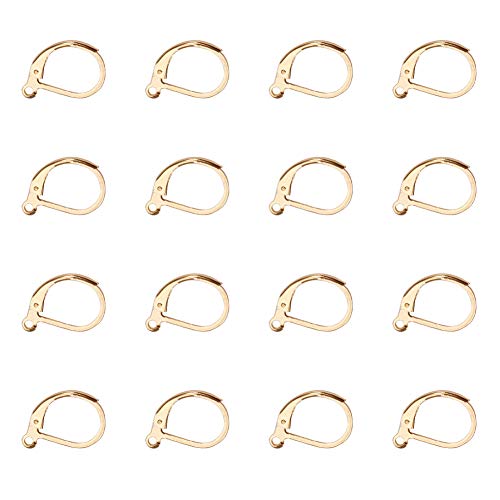 PandaHall 30Pcs Gold Französisch Ohrring Haken Edelstahl Leverback Hoop Ohrringe Ohrring 15x10mm für Dangle Ohrring Schmuck Herstellung von PH PandaHall