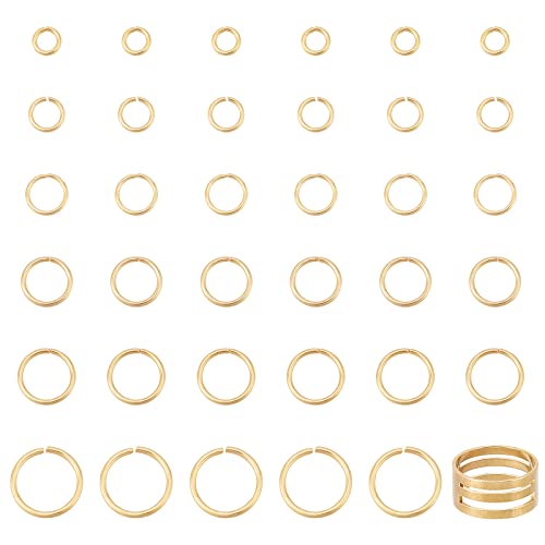 PandaHall 120Stk. 6 Größe Offene Biegeringe Golden Jumprings Edelstahl Steckverbinder O Ringe Drahtverbinder Für Choker Halsketten Armband Herstellung Schmucksache DIY von PH PandaHall