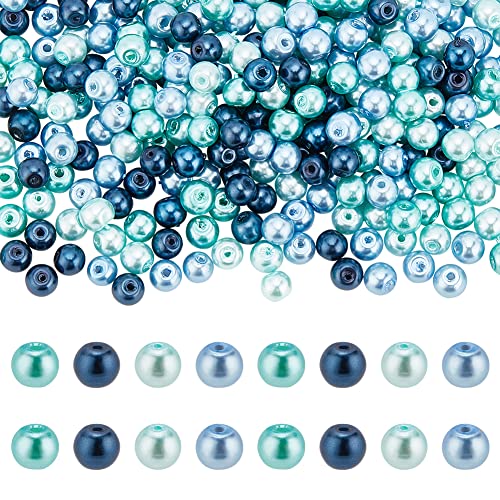 PandaHall Elite 400 Stück 4 mm bunten Glasperlen Perlen rund für Schmuckherstellung Basteln, gemischte Farbe, Bohrung: 1 mm, ca. 400 Stück/Box von PH PandaHall