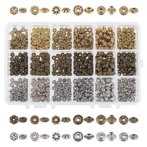 PandaHall Elite - Lot von 900 Stück Perlen Space Beads Spacer Zinklegierung Spacer Beads für die Schmuckherstellung, Gemischte Farbe, 5.5~6.5x2~7.5 mm, Loch: 1~2 mm von PH PandaHall
