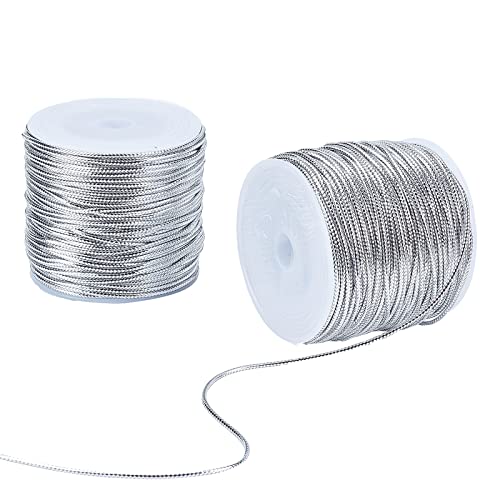 PandaHall Elite ca. 100 m 2 mm Metallschnur Silber geflochtene Metallperlenschnüre Metallische Lametta-Schnur Lametta-Schnur für Geschenkverpackungsbänder Basteln PandaHall Elite ca. 100 m 2 mm Metallschnur Silber geflochtene Metallperlenschnüre Metallische Lametta-Schnur Lametta-Schnur für Geschenkverpackungsbänder Basteln von PandaHall