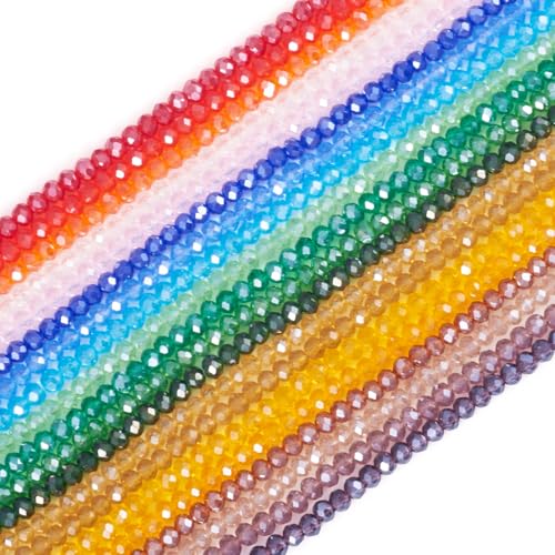 PandaHall Facettierte Glas-Rondelle-Perlen, 3 mm, lose runde Glasperlen, Großpackung für Freundschaftsarmbänder, Halsketten, Ohrringe, Schmuckherstellung, 20 Stränge PandaHall Facettierte Glas-Rondelle-Perlen, 3 mm, lose runde Glasperlen, Großpackung für Freundschaftsarmbänder, Halsketten, Ohrringe, Schmuckherstellung, 20 Stränge von PandaHall